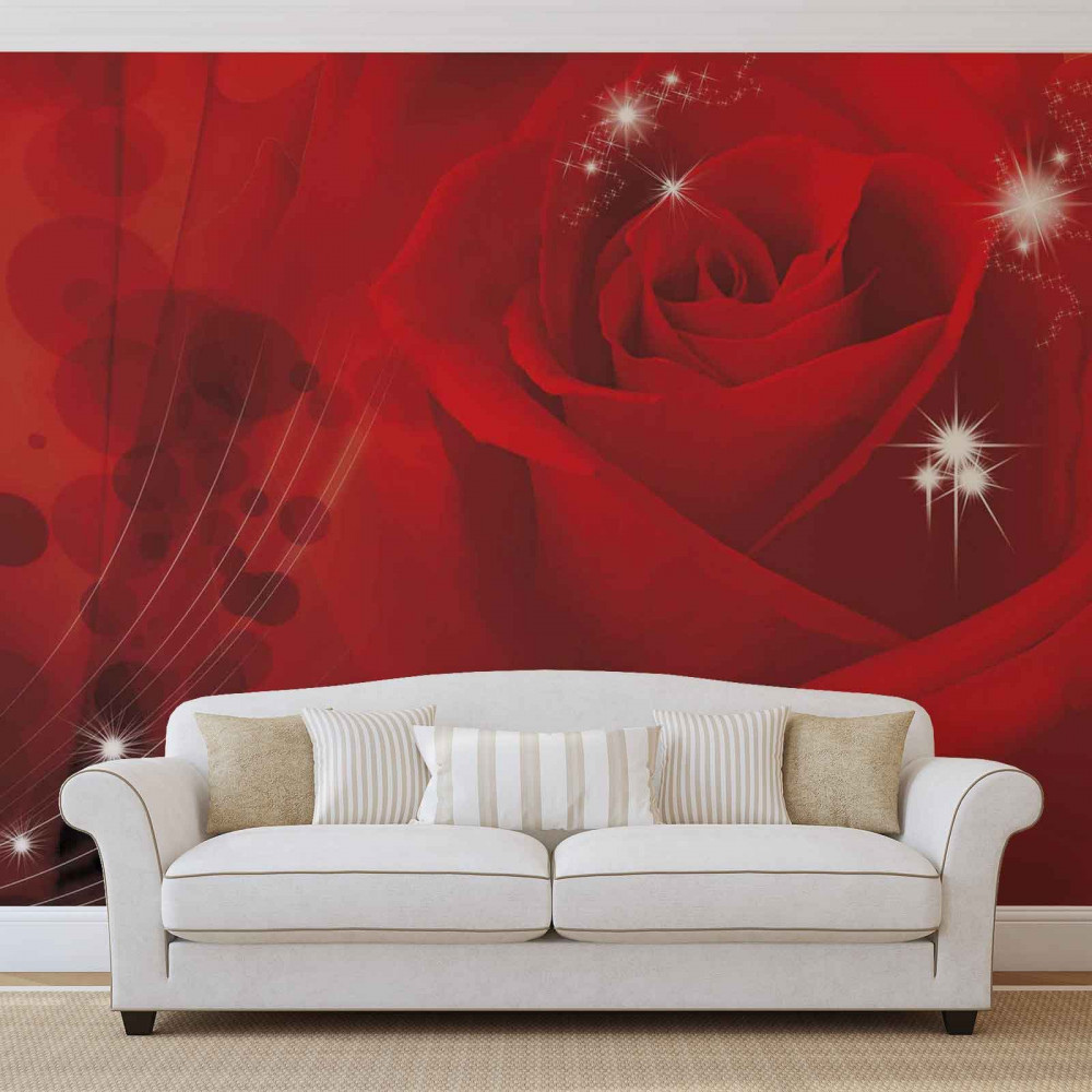 Romantic red rose wall mural wallpaper 